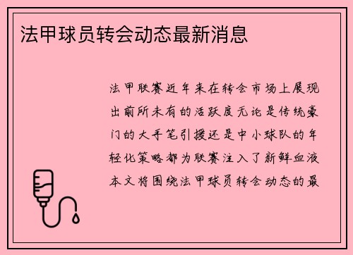 法甲球员转会动态最新消息
